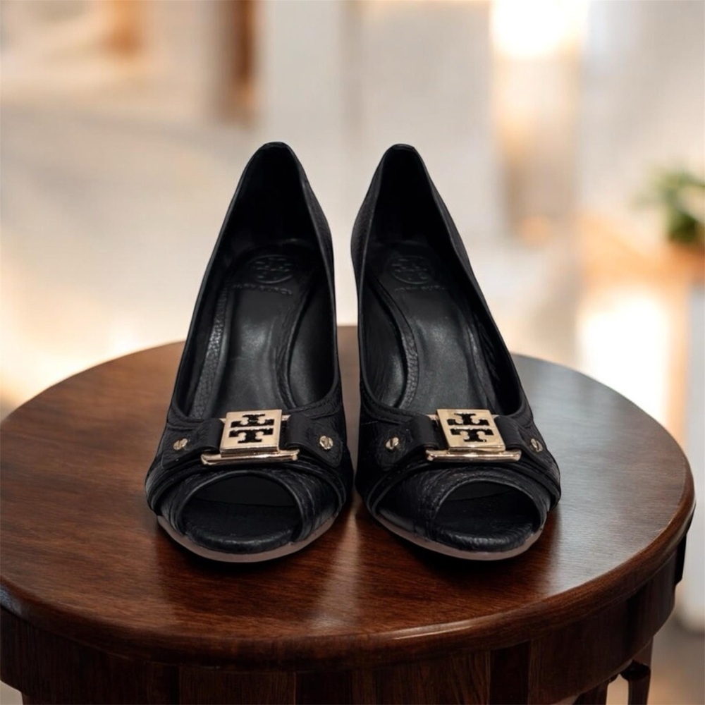 Tory Burch Black Peep-Toe Women's Shoes -excellent condition